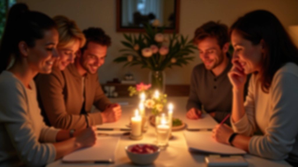 Groupe de famille pratiquant la gratitude