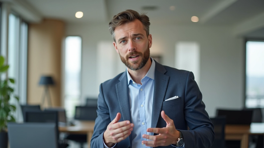 Deux personnes qui conversent avec clarté, l'une expliquant quelque chose avec des gestes, environnement calme