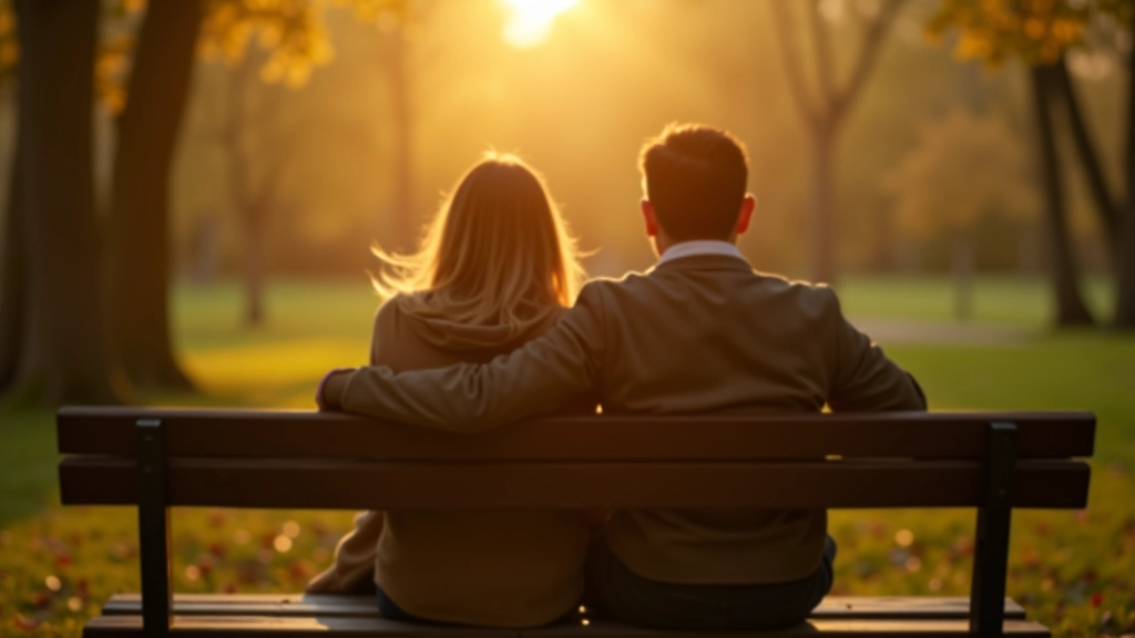 Deux personnes se tenant la main sur un banc en parc, moment de connexion intime et chaleureux